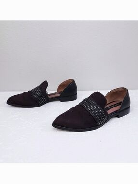 Matt Bernson Sterling D'orsay Studded Leather Calf Hair Flats US 7